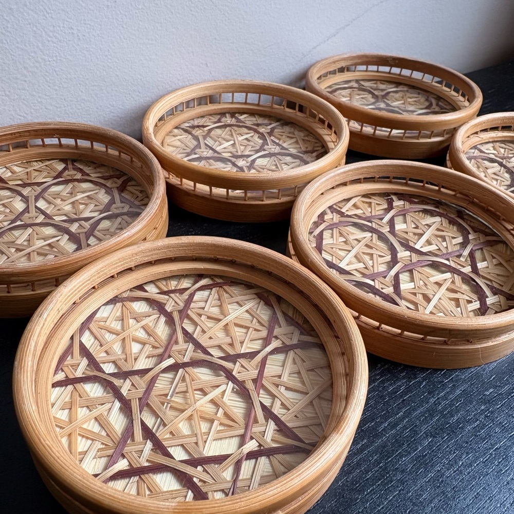 Woven Bamboo Coasters - Set of 6